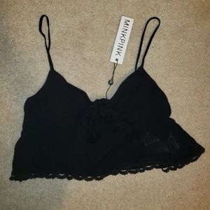 MinkPink black cropped tank top